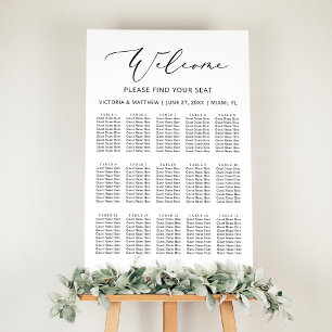 Modern Zwart Wit 15 Tafels Bruiloft Zitkaarten Poster