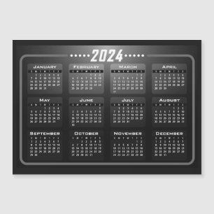 Modern Zwart-wit 2024 Kalender Magneet