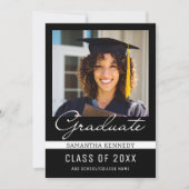 Modern zwart-wit 2025 Afstuderen Foto Aankondiging (Voorkant)