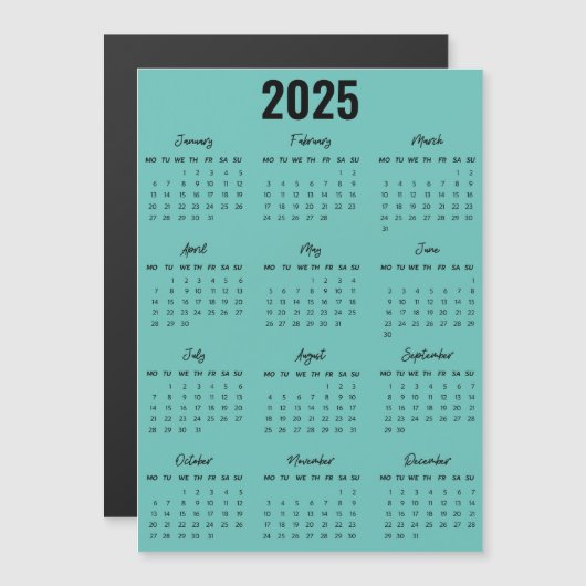 Modern Zwart Wit 2025 Kalender Voljaar Uitzicht (Voorkant / Achterkant)