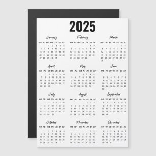 Modern Zwart Wit 2025 Kalender Voljaar Uitzicht