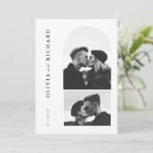Modern zwart-wit 2 foto bruiloft kaart (Staand voorkant)