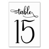 Modern zwart wit 3.5x5 tafelnummer | Tabel 15 (Achterkant)