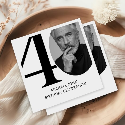 Modern zwart-wit 40e foto verjaardag servet