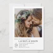 Modern zwart-wit 4 foto bruiloft kaart (Voorkant)