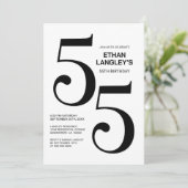 Modern zwart-wit 55ste verjaardagsfeest kaart (Staand voorkant)