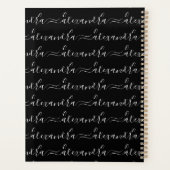 Modern zwart-wit aangepaste scriptnaampatroon planner (Achterkant)