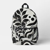 Modern Zwart-wit Abstract Bloemen Bedrukte Rugzak (Voorkant)