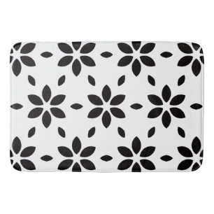 Modern zwart-wit abstract bloemmotief badmat