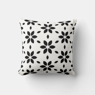 Modern zwart-wit abstract bloemmotief kussen