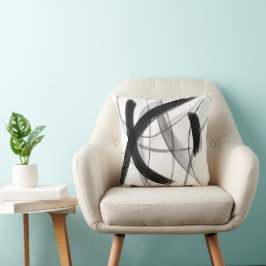 Modern zwart-wit abstract kussen