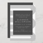 Modern Zwart Wit Abstract Line Graduation Party Kaart (Voorkant / Achterkant)
