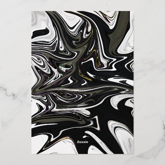 Modern zwart-wit Abstract minimalistisch huwelijk Folie Uitnodiging (Achterkant)