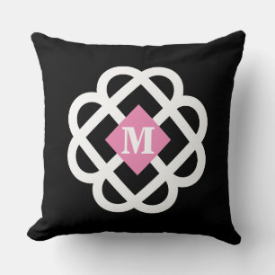 Modern zwart-wit Abstract Monogram Kussen