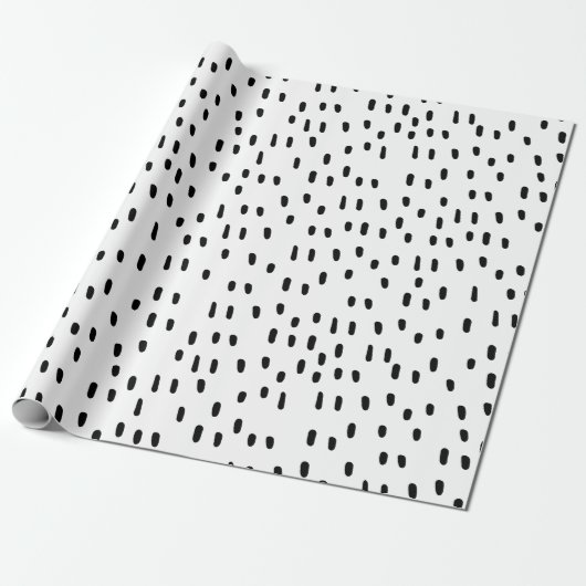 Modern zwart-wit Abstract puntpatroon trendy Cadeaupapier (Uitgerold)