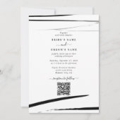 Modern Zwart Wit Abstract QR Code Wedding Kaart (Voorkant)