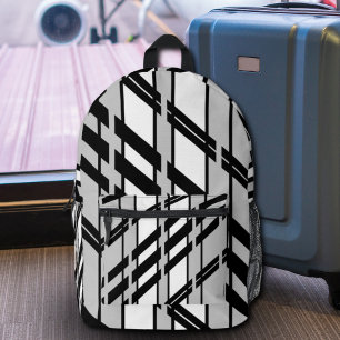 Modern zwart-wit abstract silhouetpatroon bedrukte rugzak
