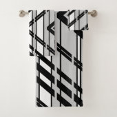 Modern zwart wit Abstract skyline patroon Bad Handdoek (Insitu)