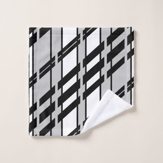 Modern zwart wit Abstract skyline patroon Bad Handdoek (Wasdoekje)