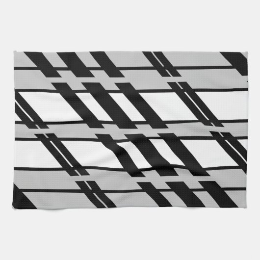 Modern zwart wit Abstract skyline patroon Theedoek (Horizontaal)