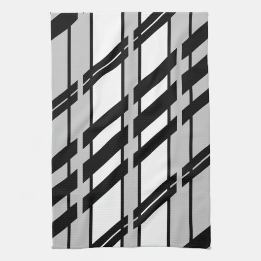 Modern zwart wit Abstract skyline patroon Theedoek (Verticaal)