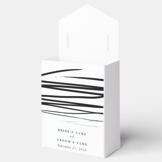 Modern zwart wit Abstracte bruiloft gunst Bedankdoosjes (Geopend)