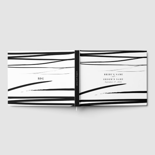 Modern zwart wit Abstracte bruiloft gunst Gastenboek (Volledig)
