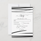 Modern zwart wit Abstracte bruiloft RSVP Kaartje (Voorkant)