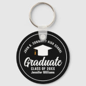 Modern Zwart Wit Afstuderen Custom 2025 Afstuderen Sleutelhanger (Voorkant)