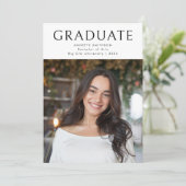 Modern zwart wit Afstuderen foto Afstuderen Aankondiging (Staand voorkant)
