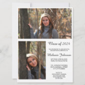 Modern Zwart-wit Afstuderen Invitation Kaart (Achterkant)