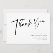 Modern zwart-wit Baby shower Bedankkaart (Voorkant)