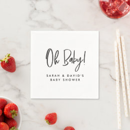 Modern Zwart Wit Baby shower Chic Genderneutraal Servet