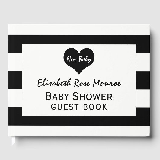 Modern zwart-wit Baby shower Gastenboek (Voorkant)