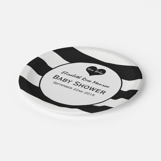 Modern zwart-wit Baby shower Papieren Bordje (Gekanteld)