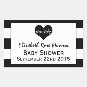 Modern zwart-wit Baby shower Rechthoekige Sticker