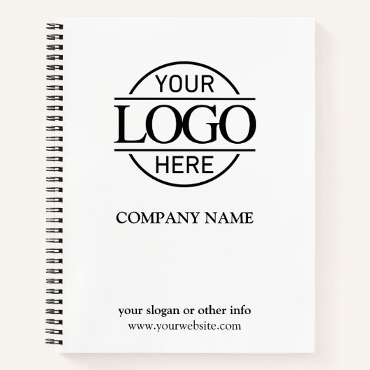 Modern Zwart Wit Bedrijf Bedrijf Logo Notitieboek (Voorkant)