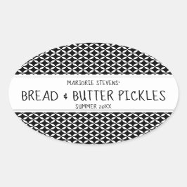 Modern zwart-wit bliklabel ovale sticker