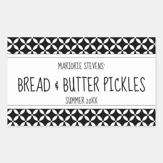 Modern zwart-wit bliklabel rechthoekige sticker (Voorkant)