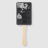 Modern Zwart Wit Bloemen Damast Trouwprogramma Handwaaier (Voorkant)