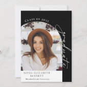 Modern Zwart Wit Boog Foto Afstuderen Aankondiging (Voorkant)