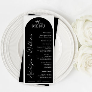 Modern zwart-wit boog-huwelijksmenu menu