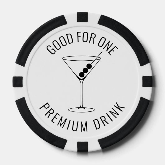 Modern Zwart Wit Bruiloft Drink Cocktail Bar Poker Chips (Voorkant)