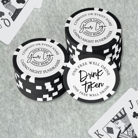 Modern zwart wit bruiloft Drink Poker Chips