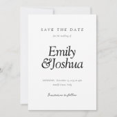 Modern zwart-wit bruiloft met foto save the date (Voorkant)