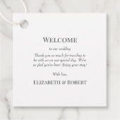 Modern zwart-wit bruiloft welkomstgeschenk Label (Voorkant)
