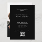 Modern Zwart Wit Budget QR Code Trouwen Kaart (Voorkant / Achterkant)