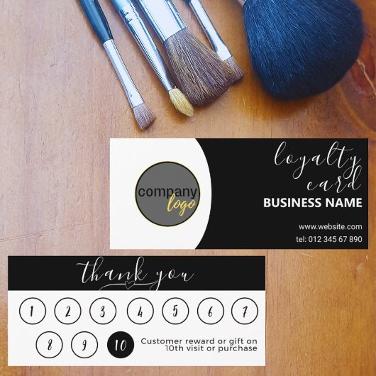 MODERN ZWART WIT BUSINESS LOGO 10 LOYALITEIT KAART