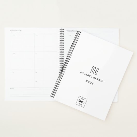 Modern zwart-wit Business Logo 2024 Planner (Display)