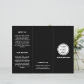Modern Zwart Wit Business Logo Trifold Brochure (Staand voorkant)